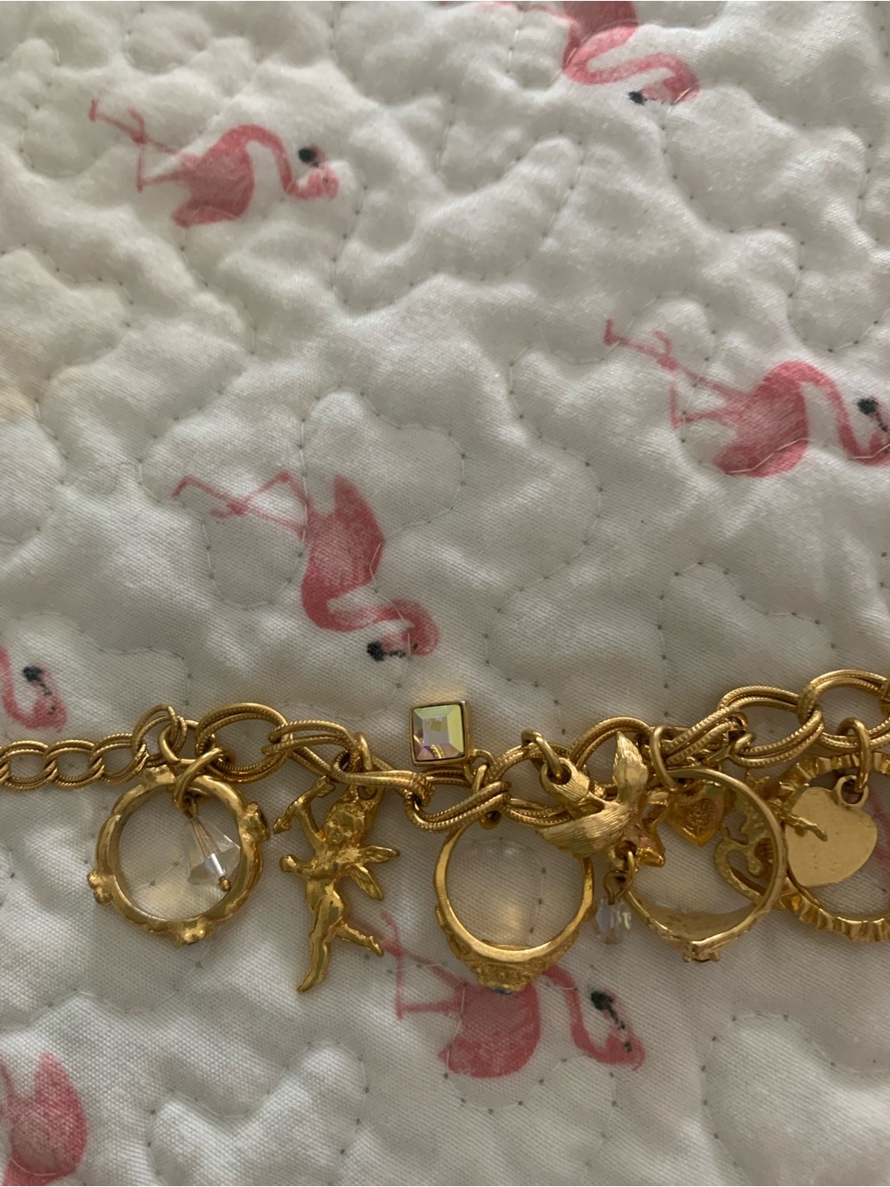 Sterling Silver Multicolor Gemstone Link , And a gold tone charm bracelet - Picture 5 of 7